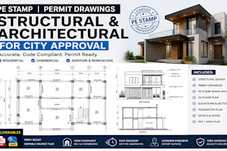 provide pe stamp, architectural stamp, structural and mep plans for US cities