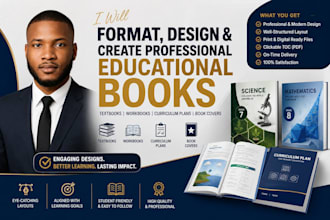 format, design educational textbook, workbook and curriculum plan, book cover