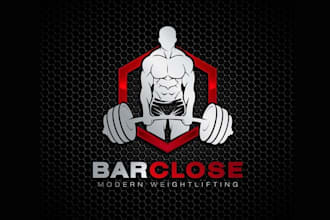 design bar close modern weightliftings gym logo