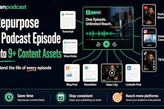 repurpose your podcast into show notes, posts and blog content