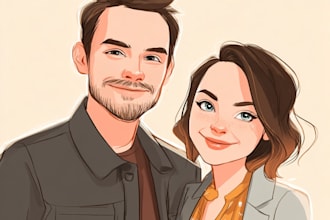 draw cute couple portraits