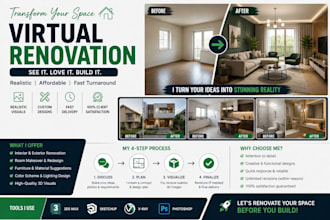 do virtual renovation, virtual staging, and interior exterior redesign for home