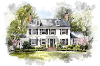create a watercolor house portrait of your home