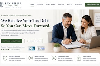 design squarespace tax resolution website tax relief consulting finance website