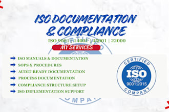 create iso 9001, 14001, 45001, 22000 documentation and sops