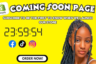 design shopify coming soon page prelaunch landing page countdown page waitlist