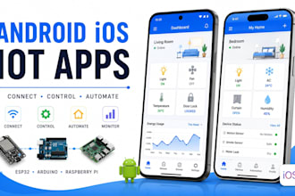 develop iot app esp 32 mqtt arduino android ios mobile automation smart home