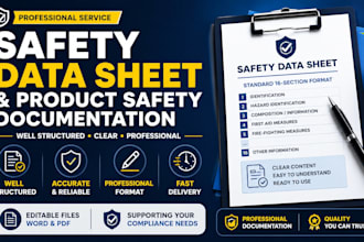 create safety data sheet and product safety documentation