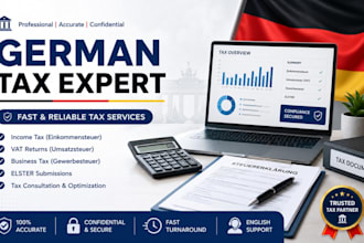 handle german tax filing, vat return, bookkeeping, income tax, german vat