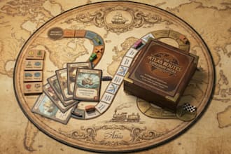 design board game card game and tabletop game with custom illustration