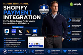 setup shopify paypal checkout, stripe, square, flutterwave, payment button API