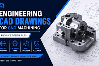 create engineering cad drawings for cnc machining, product design files