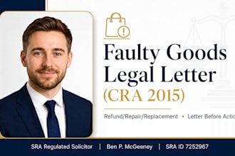 draft consumer rights act faulty goods letter as your UK solicitor legal letter