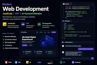 build a modern website using javascript, PHP, or ai tools
