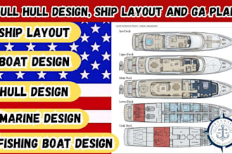 design ga plan, hull design, ship layout and fishing boat design