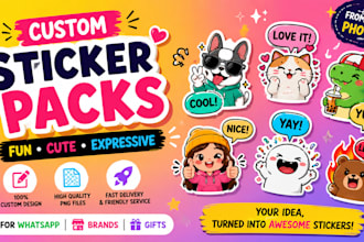 design custom whatsapp sticker packs for brands, creators, twitch and gifts