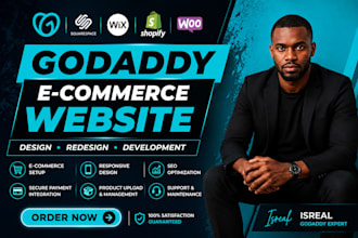 develop ecommerce website design godaddy squarespace wix shopify godaddy expert