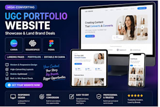 design or redesign modern ugc portfolio website with canva squarespace and figma