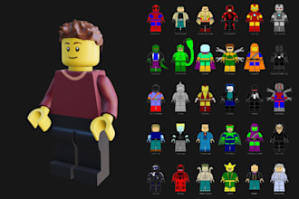 create 3d lego minifigure, lego decals, sticker, models, for bricklink studio