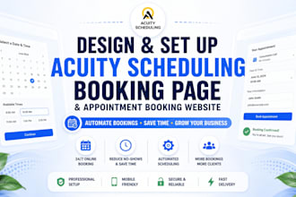 design and set up acuity scheduling booking page and appointment booking website
