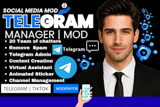 do telegram group moderator, community manager and social media admin