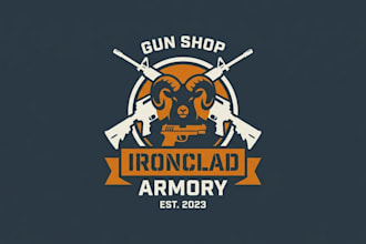 design a bold and professional gun shop logo for your brand