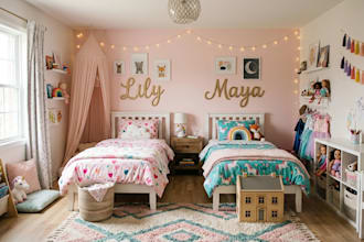 design a 3d bedroom for boys and girls room