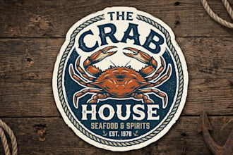 design a unique seafood logo and crab house