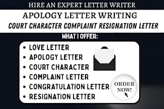 write apology letter resignation, court character letter for court matter
