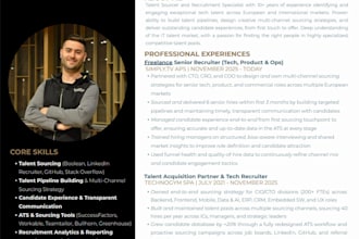 review your CV and linkedin profile as a senior recruiter