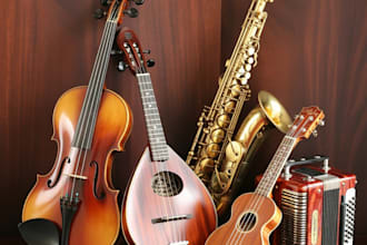 play instrument like violin, mandolin, saxophone ukulele accordion for track