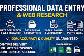 professional data entry, web research, and copy paste tasks