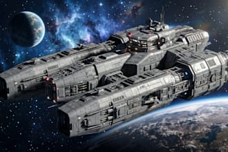 create 3d spaceship model ship model hard surface model car model for your usage