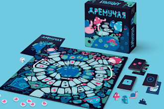 design card game board game and custom card box packaging with 3d mockup