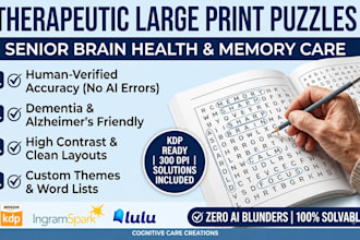 design large specialized puzzle books for seniors and dementia activities