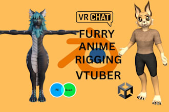 create 3d furry avatar vr avatar anime character rigging vtuber model