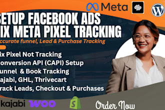 setup facebook meta ads tracking pixel kajabi pages thrivecart sales funnels ads