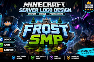 design a custom minecraft server logo, icon and lovely brand