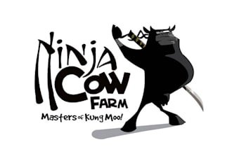 create mascot classic logo for ninja cow farm