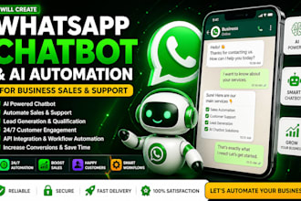 create whatsapp chatbot, marketing, ai agent automation for business sales