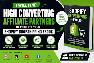 find affiliate partners to promote your shopify dropshipping ebook