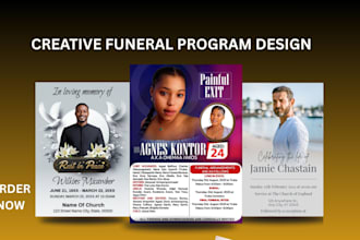 design funeral flyer, obituary, memorial flyer, or obituary card in 7 hours