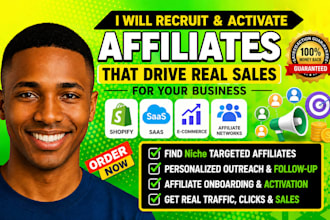 recruit active affiliates and do influencer outreach for your affiliate program
