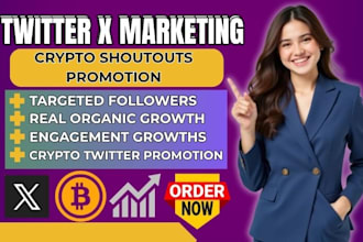 do viral organic twitter x marketing, crypto promotion, VA management