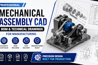 design mechanical assembly cad, bom, technical drawings for manufacturing