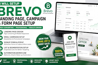 design brevo landing page, email campaign, and signup form for high conversions