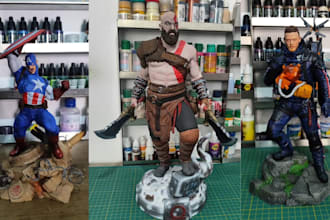 3d print and paint custom anime figure, resin statue, miniature, action figure
