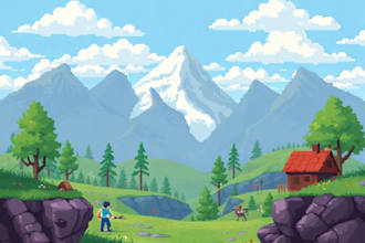 make pixel art scene or background