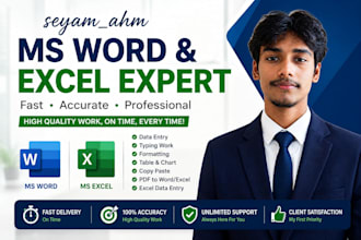 do accurate data entry, exel work and word typing fast