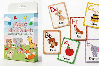 create custom flashcards design, memory card kids educational card box mock up